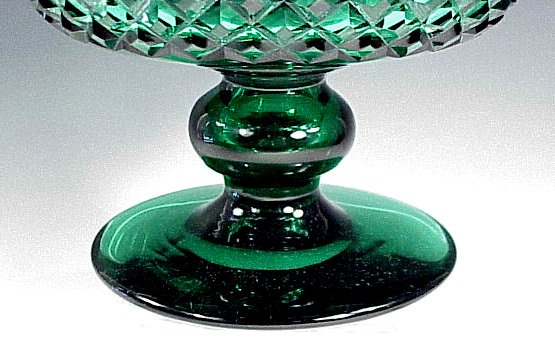 Signed Hawkes Solid Green American Cut Glass Compote