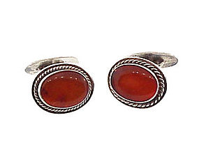 Scandinavian Silver & Amber Cufflinks