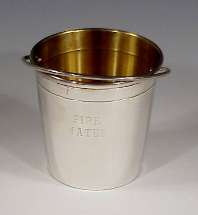 Vintage Sterling Silver “Fire Water” Fire Bucket Jigger