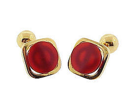 Modernist Pierre Cardin 18K Gold Carnelian Cufflinks