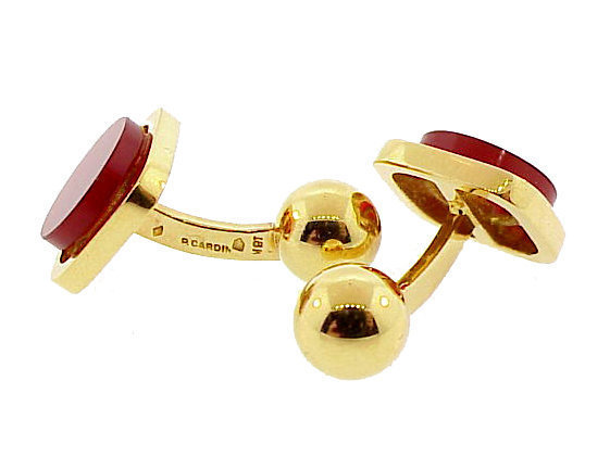 Modernist Pierre Cardin 18K Gold Carnelian Cufflinks