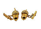 Victorian 14K Gold Acorn & Oak Branch Cufflinks