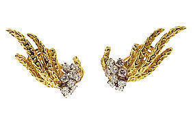 Vintage Cartier 18K Gold Platinum Diamond Earrings