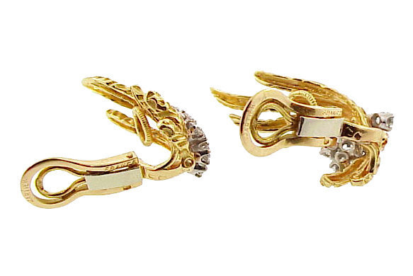 Vintage Cartier 18K Gold Platinum Diamond Earrings