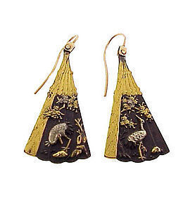 Meiji 18K Rose Gold & Mixed-Metal Shakudo Fan Earrings