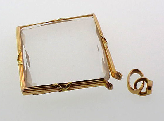 Victorian French 18K Yellow Gold Crystal Photo Locket