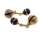 French 18K Gold & Onyx Double Sphere Cufflinks