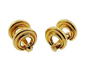 French 18K Yellow Gold Flip-Up Snaffle Bit Cufflinks