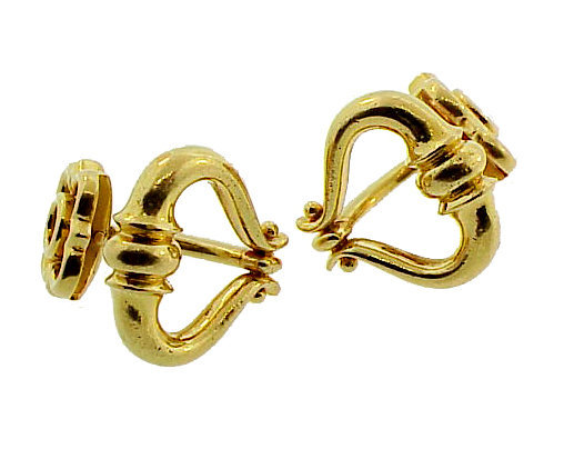 French 18K Yellow Gold Doorknocker Cufflinks