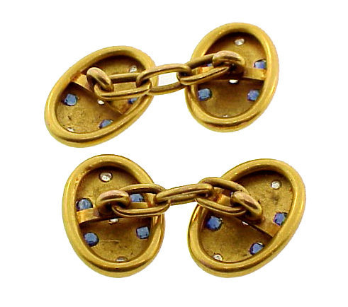 Victorian 18-20K Gold, Diamond &amp; Sapphire Cufflinks