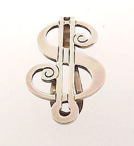 Vintage Blackinton Sterling Silver $ Figural Money Clip