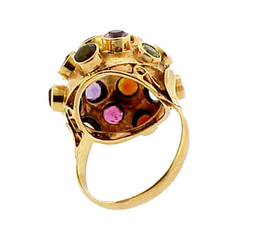 H Stern-Style 18K Gold Multi-Stone Sputnik Ring