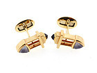 14K Yellow Gold, Iolite & Chalcedony Cufflinks