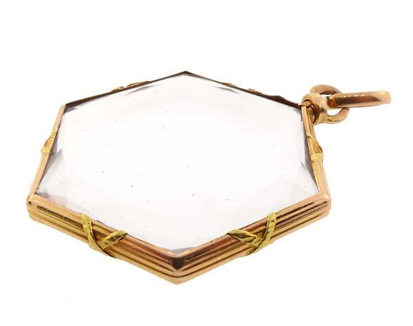 Victorian French 18K Yellow Gold &amp; Crystal Photo Locket