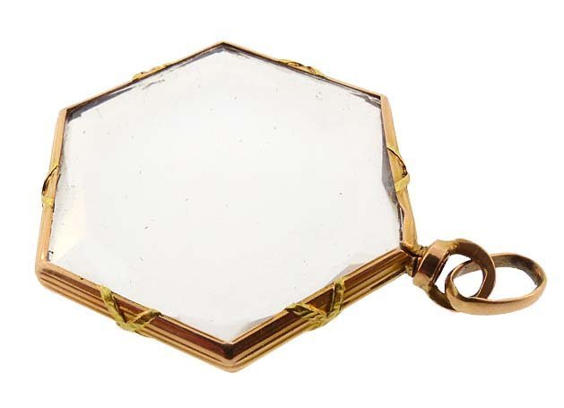 Victorian French 18K Yellow Gold &amp; Crystal Photo Locket