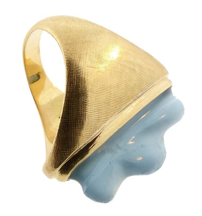 Burle Marx Modernist 18K Gold &amp; Aquamarine Ring