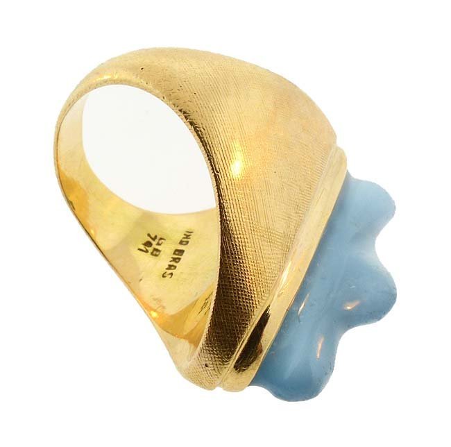 Burle Marx Modernist 18K Gold &amp; Aquamarine Ring