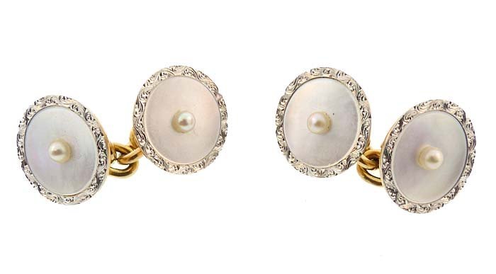 Carrington 14K Gold Platinum Mother-of-Pearl Cufflinks