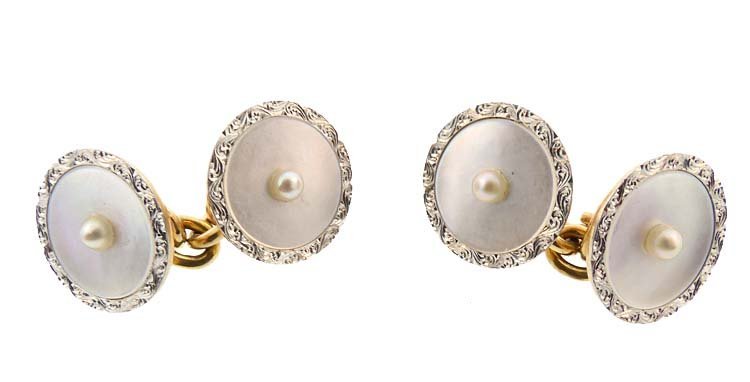 Carrington 14K Gold Platinum Mother-of-Pearl Cufflinks