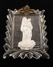 Baccarat Madonna & Child Sulphide Paperweight Plaque