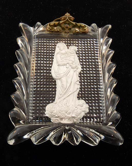 Baccarat Madonna &amp; Child Sulphide Paperweight Plaque