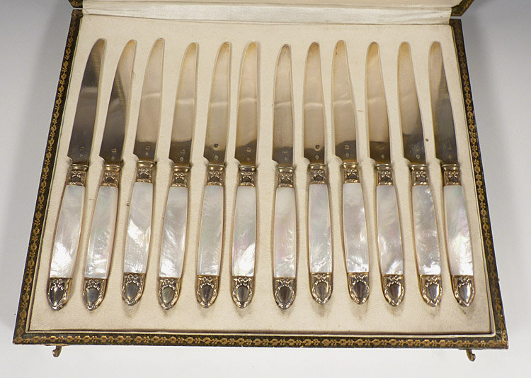 Napoleon III Mother Of Pearl &amp; Silver Dessert Service