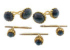 18K Gold & Cat's Eye Green Tourmaline Dress Set