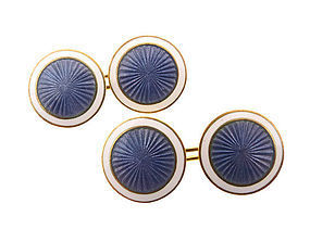 Early David-Anderson Art Deco Enameled Silver Cufflinks