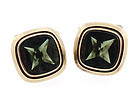 European Mid-Century 800 Silver Green Spinel Cufflinks