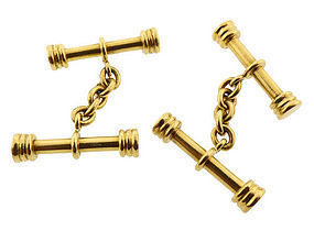 Heavy 18K Yellow Gold Baton Cufflinks