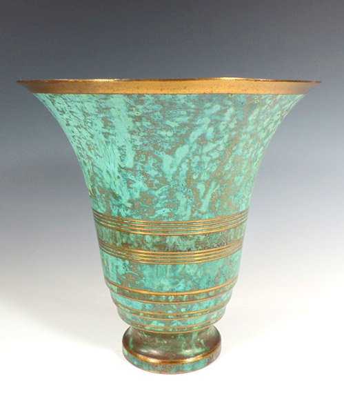 Carl Sorensen Patinated Bronze Art Deco Trumpet Vase