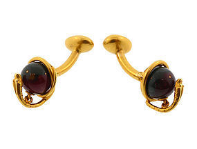 Victorian 18K Gold & Bloodstone Snake Cufflinks