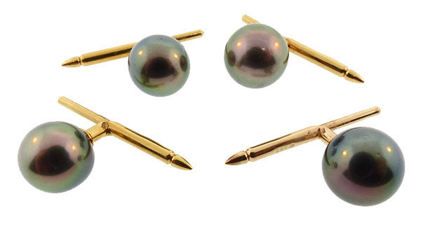 Louis Tamis 18K Gold &amp; South Sea Black Pearl Dress Set