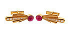 18K Gold, Diamond & Pink Tourmaline Comet Cufflinks