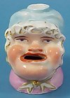 French Porcelain Lady's Head Figural Inkwell