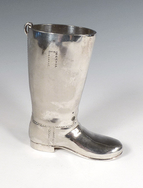 Art Deco Silver Plate Riding Boot Figural Jigger