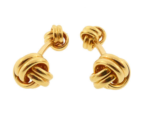 18K Yellow Gold Knot Dumbbell Cufflinks