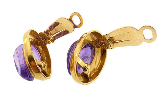 Burle Marx Modernist 18K Gold &amp; Amethyst Earrings