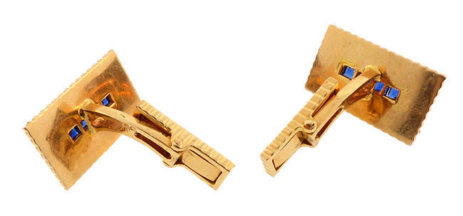 French 18K Gold &amp; Sapphire Cufflinks