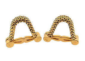 Olga Tritt French 18K Gold Mesh Stirrup Cufflinks