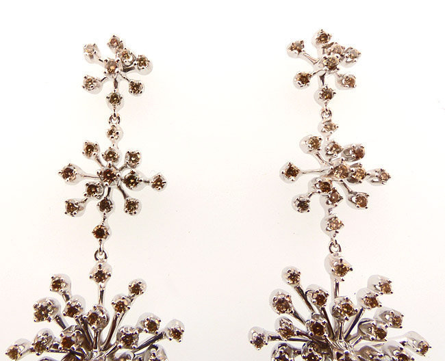 H Stern 18K Gold Cognac Diamond Snowflake Earrings