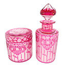 Nancy Cameo Glass POPPIES Perfume Bottle & Dresser Jar