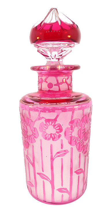 Nancy Cameo Glass POPPIES Perfume Bottle &amp; Dresser Jar