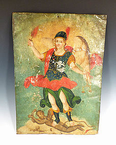 Mexican San Miguel the Archangel Tin Retablo