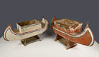 Pair Toleware Canoe Planters