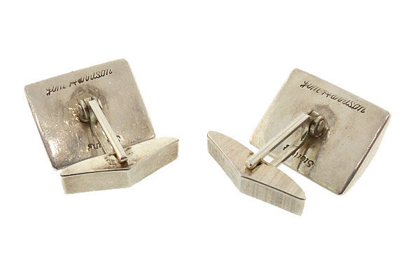 Jim Harrison Navajo Inlaid Hardstone Silver Cufflinks