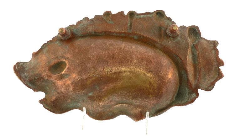 Victorian Frogs Bicycles French Bronze Card Tray