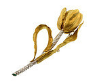 18K Gold, Diamond & Emerald Tulip Brooch