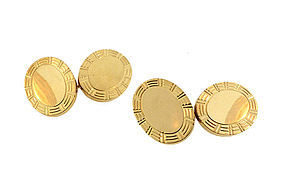 Heavy 14K Yellow Gold Double-Sided Cufflinks