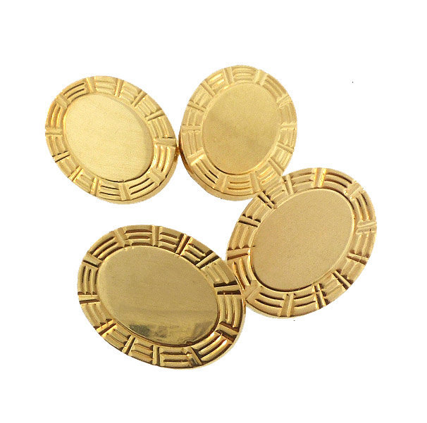 Heavy 14K Yellow Gold Double-Sided Cufflinks